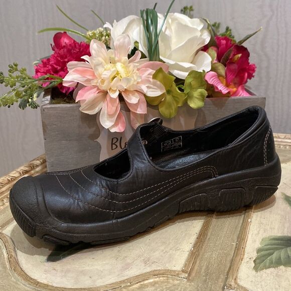 Keen Presidio Black Leather Cross Strap Mary Janes Sz 5.5 - Picture 6 of 15